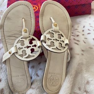 Tory Burch white miller sandals